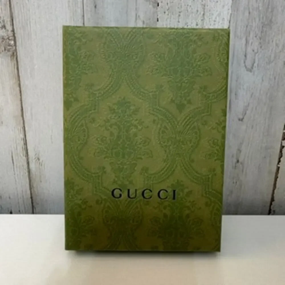 Gucci Green Damask Logo Gift Box Storage Keepsake Box w/ Lid 6.5x4.75 in